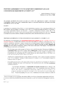 Proposed amendments to the Apartment Ownership Law and the Condominium Management Authority Act